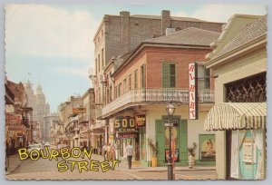 State View~Bourbon Street In French Quarter Louisiana~Continental Postcard