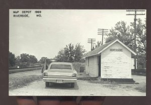 RPPC RIVERSIDE MISSOURI PACIFIC RAILROAD DEPOT STATION REAL PHOTO POSTCARD