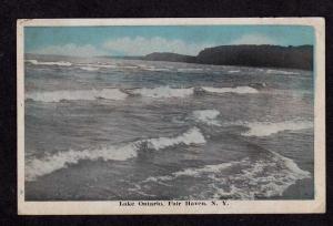 NY Beach Scene Lake Ontario FAIR HAVEN NEW YORK Postcard Vintage Vtg