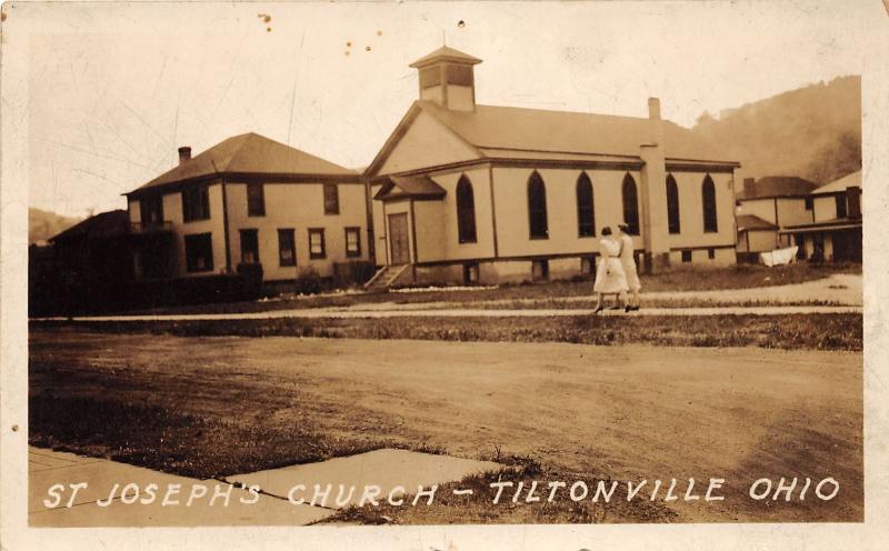 E84/ Tiltonville Ohio RPPC Postcard Jefferson County c1920 St Josephs Church