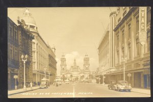 RPPC MEXICO CITY MEXICO DOWNTOWN STREET SCENE OLD CARS REAL PHOTO POSTCARD