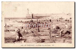 Old Postcard Le Treport Beach at low tide