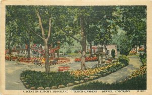 Colorado Denver Elitch Gardens Teich linen roadside Postcard 22-1066