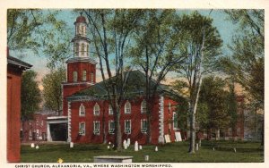 Vintage Postcard 1921 Christ Church Alexandria Virginia Washington Worshipped VA