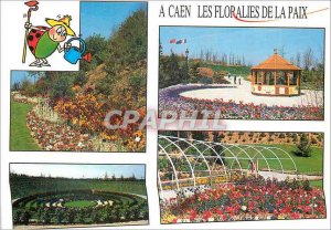 Postcard Moderne Caen Floralies Peace Hill to close oieseau Memorial