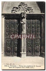 Old Postcard Aix en Provence Doors of the Cathedral of St Savior detail art s...