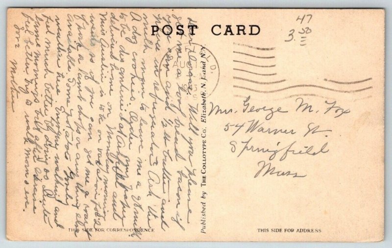 1943  Ashfield  Massachusetts  Beach at Ashfield Lake  Postcard