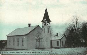 Vintage Postcard First Baptist Church Bronson KS Bourbon County