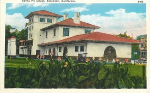 California Stockton Santa Fe Depot 1920s Pacific Novelty Postcard 22-11729