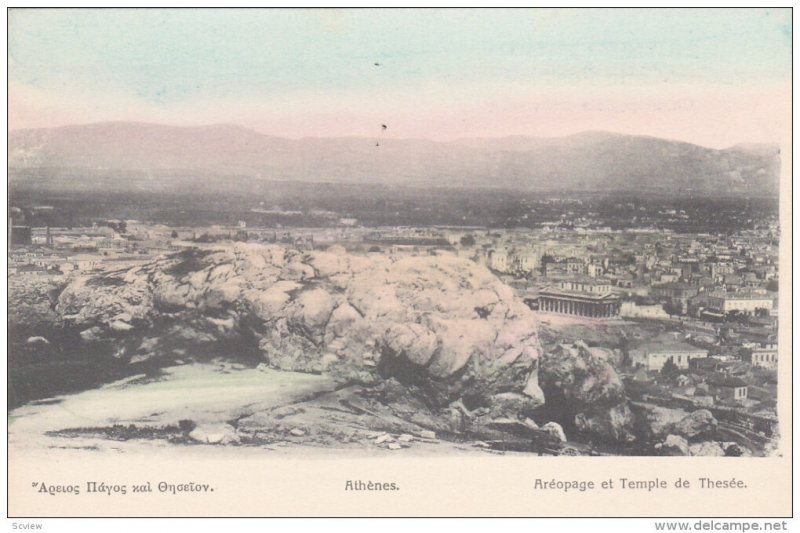 ATHENES, Greece, 1900-1910s; Areopage Et Temple De Thesee