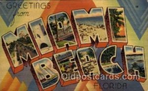 Miami Beach, Florida Large Letter Town 1942 crease right bottom corner, posta...