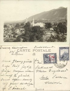 turkey, BURSA BROUSSE, Panorama with Mosque, Islam (1929) RPPC Postcard