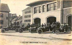 New Bedford MA Fire Engines Flying Squadron Trucks RPPC Postcard