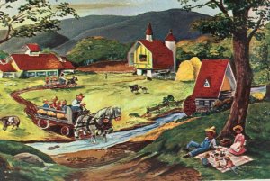 Old McDonald's Farm Postcard Lake Placid NY Artwork Advertising