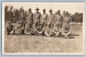 c1910's US Army Soldiers Group Trees Scene RPPC Photo Unposted Antique Postcard