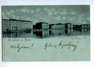 191602 CROATIA Zadar ZARA Riva MOONLIGHT Vintage postcard