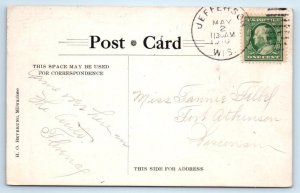 LAKE MILLS, WI Wisconsin~ School STREET SCENE etc 1910 Jefferson County Postcard 