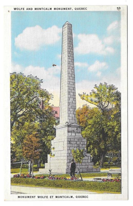 Canada Quebec Wolfe and Montcalm Monument Postcard