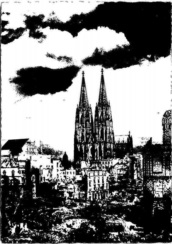 RPPC Cologne Cathedral in the middle of rubble Vintage Postcard c1950s