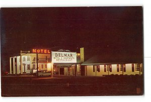 Norfolk Virginia VA Vintage Postcard Delmar Motel and Apartments Night View