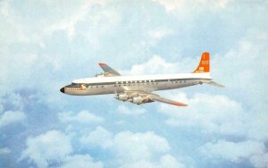 Northwest Orient Airlines DC-7C Airliner Airplane c1950s Chrome Vintage Postcard