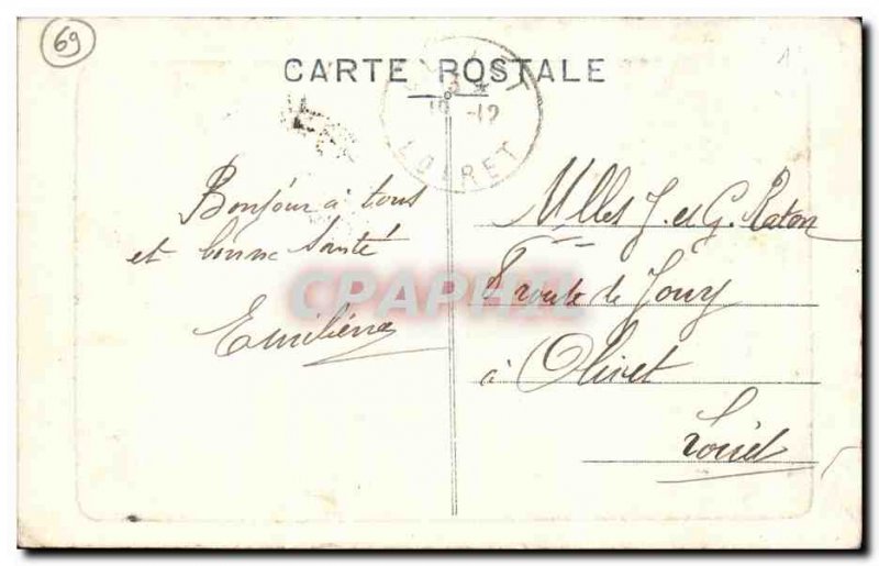 Old Postcard Lyon Bellecour Square and hill Fourviere