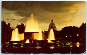 M-42694 Fountains Capitol Building Washington District of Columbia at Night USA