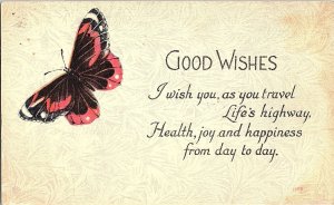 Vintage Butterfly Good Wishes Divided Back Georgetown MA Posted Postcard 1918