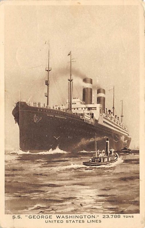 SS George Washington United States Line Writing on back, missing stamp 