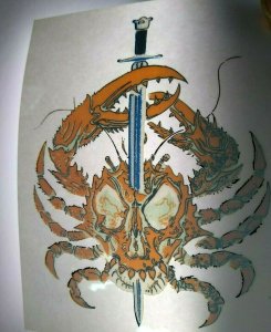 Grateful Dead Car Window Decal Vintage Crab Skeleton Impaled By Sword Original