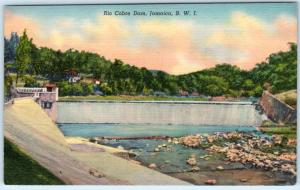 JAMAICA, B.W.I.  West Indies  RIO COBRE DAM  ca 1940s Linen Postcard