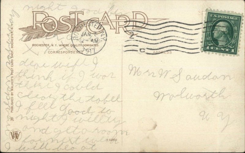 Rochester NY Fire Dept HQs 1917 Used Postcard