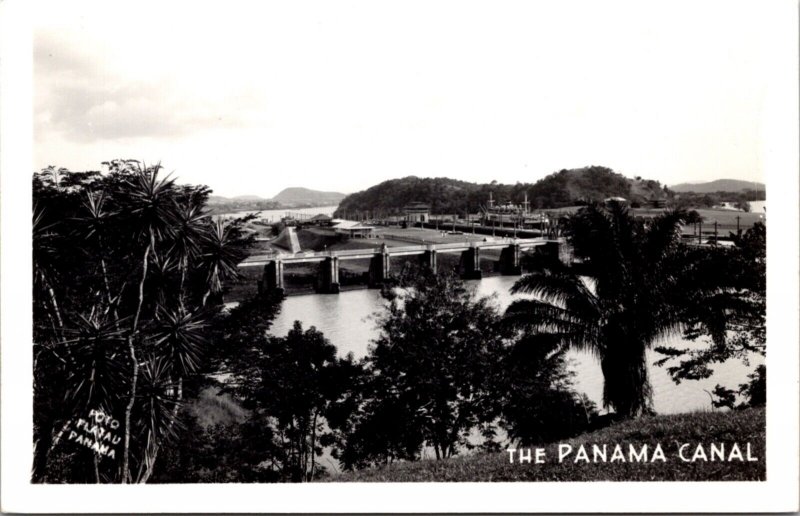 Real Photo Postcard of a View of The Panama Canal