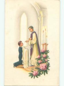 foreign Old Religious BOY RECEIVING COMMUNION AT CATHOLIC CHURCH AC2622