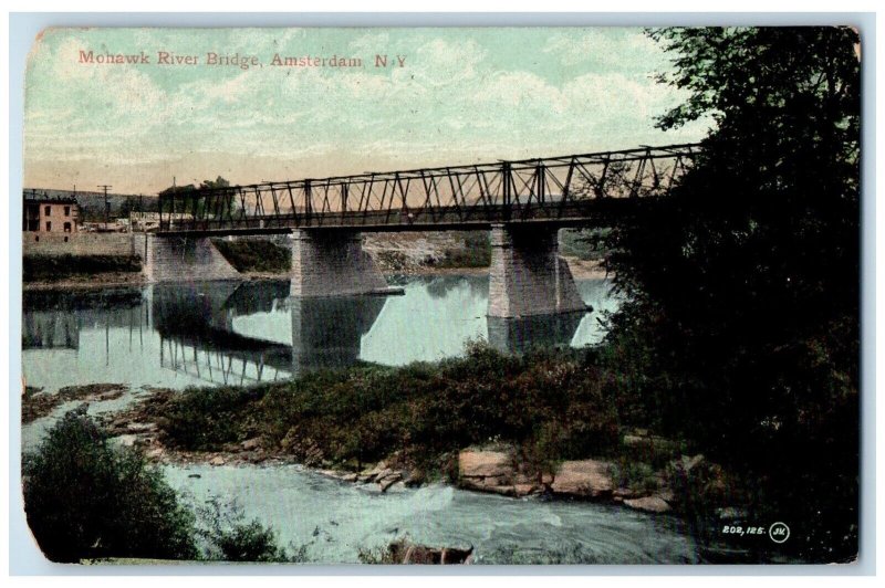 1907 Mohawk River Bridge Amsterdam New York NY Vintage Souvenir Antique Postcard