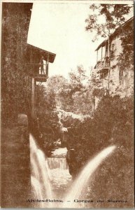 Aix Les Bains Gorges du Sierroz postcard Savoie France commune waterfall