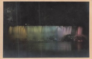 Vintage Real Photo Postcard Niagara Falls Illuminated Night Lights RPPC c1910s