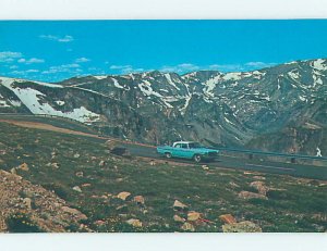 Pre-1980 OLD CAR ON HIGHWAY Gardner Lake - Near Cody Wyoming WY AD2445