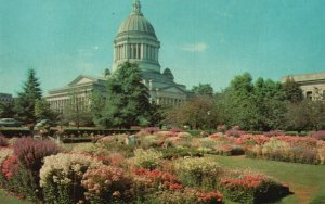 Vintage Postcard Sunken Gardens State Capitol Olympia Washington WA