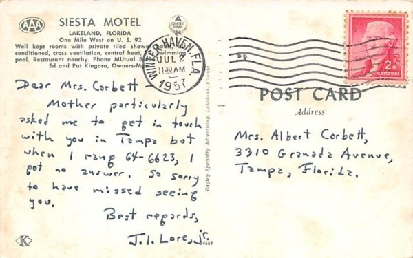 Siesta Motel Lakeland, Florida  