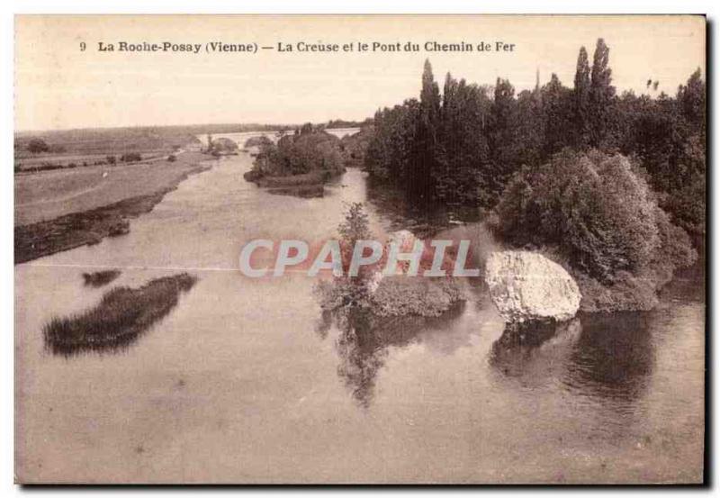 Old Postcard The Vienna Roche Posay La Creuse and the Railway Bridge