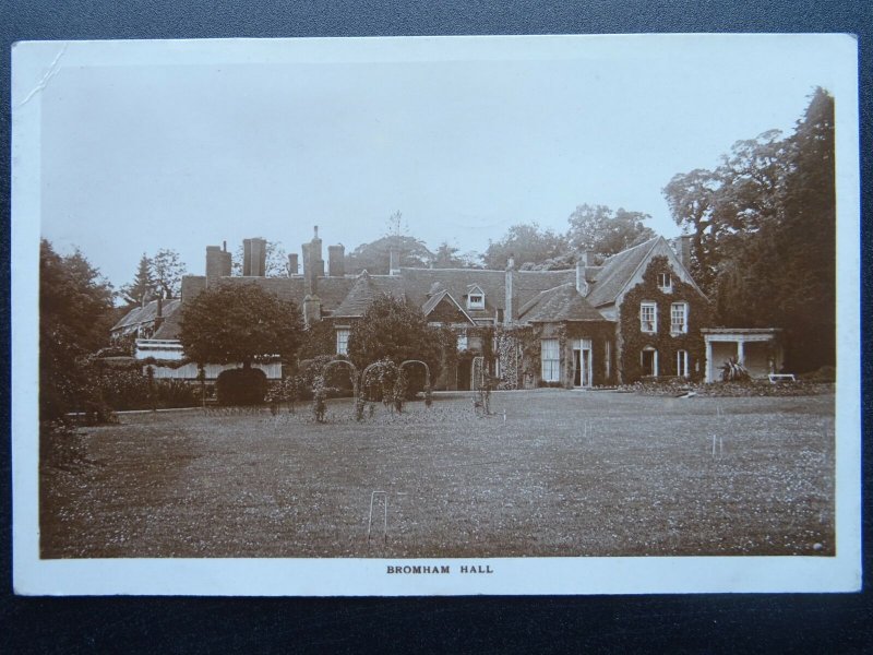 Bedfordshire BROMHAM HALL showing Croquet Lawn c1925 RP Postcard J. Horden & Son