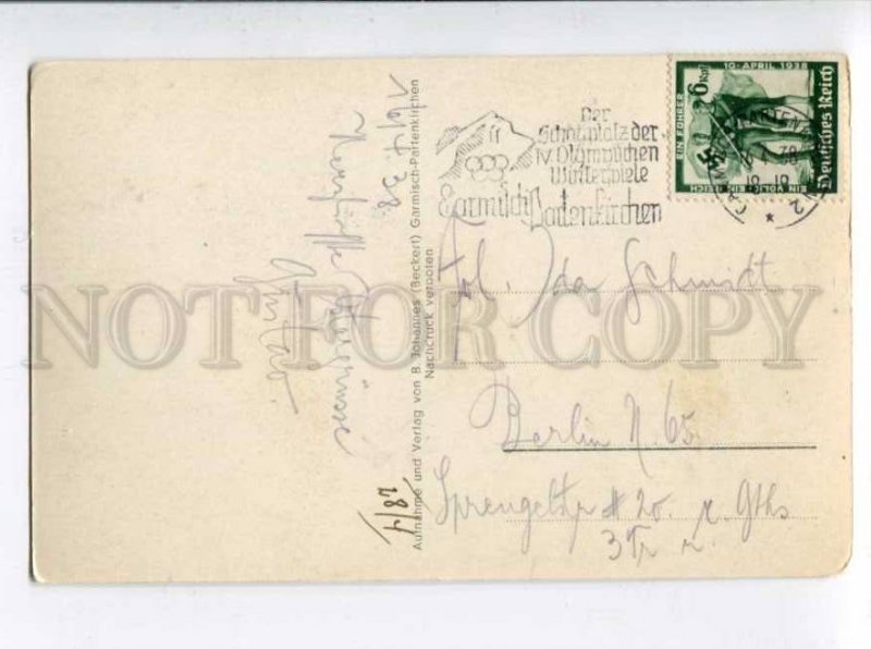 401603 GERMANY Winter Olympiad 1938 year postmark RPPC