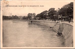 Boulevard from Lynn to Swampscott MA c1914 Vintage Postcard S27