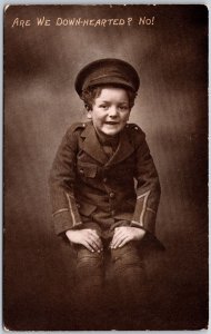 Young Child Photograph Little Boy Cute Smile With Hat RPPC Postcard