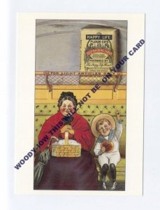 ad370 - advert for Happy Life Flour - young boy & woman in train  - art postcard