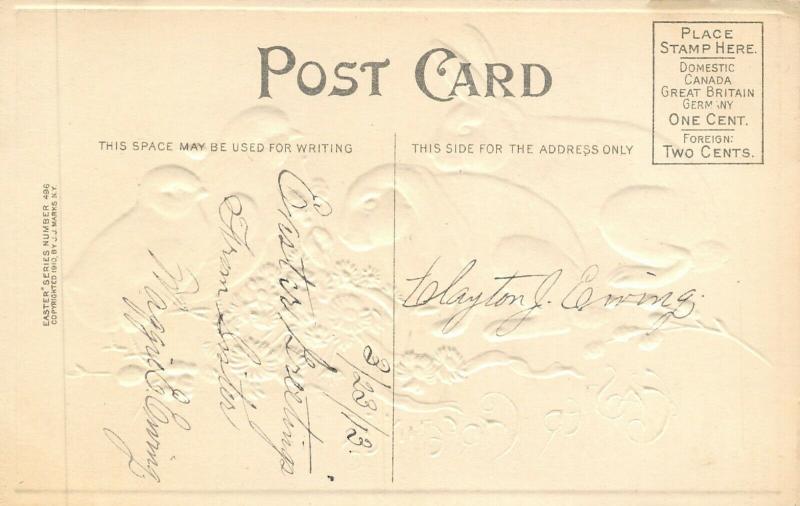 Easter~White Bunny Rabbits~Ears Up~Ears Down~Chicks~Daisies~Pussy Willows~Emboss