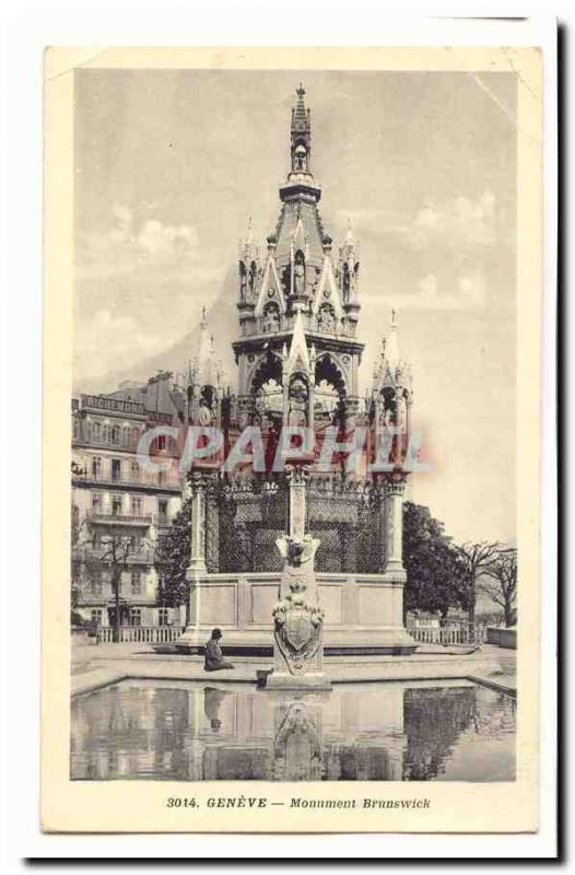  Switzerland Vintage Postcard Geneva Brunswick Monument