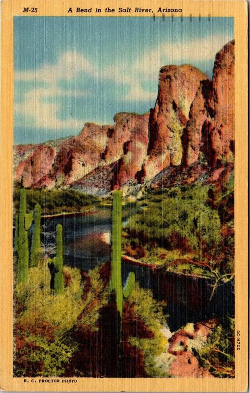 A Bend in the Salt River, Arizona c1951 Vintage Linen Postcard J03