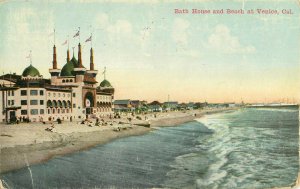 Postcard Bath House And Beach At Venice, CA Posted 1914